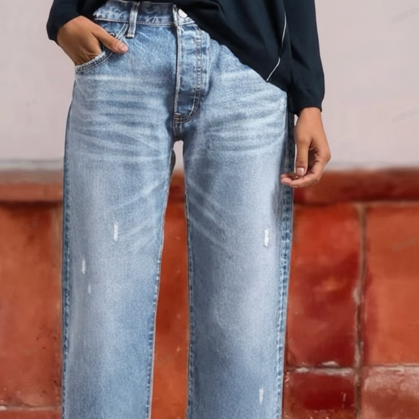 Lola · Vaqueros rectos cortos retro para mujer