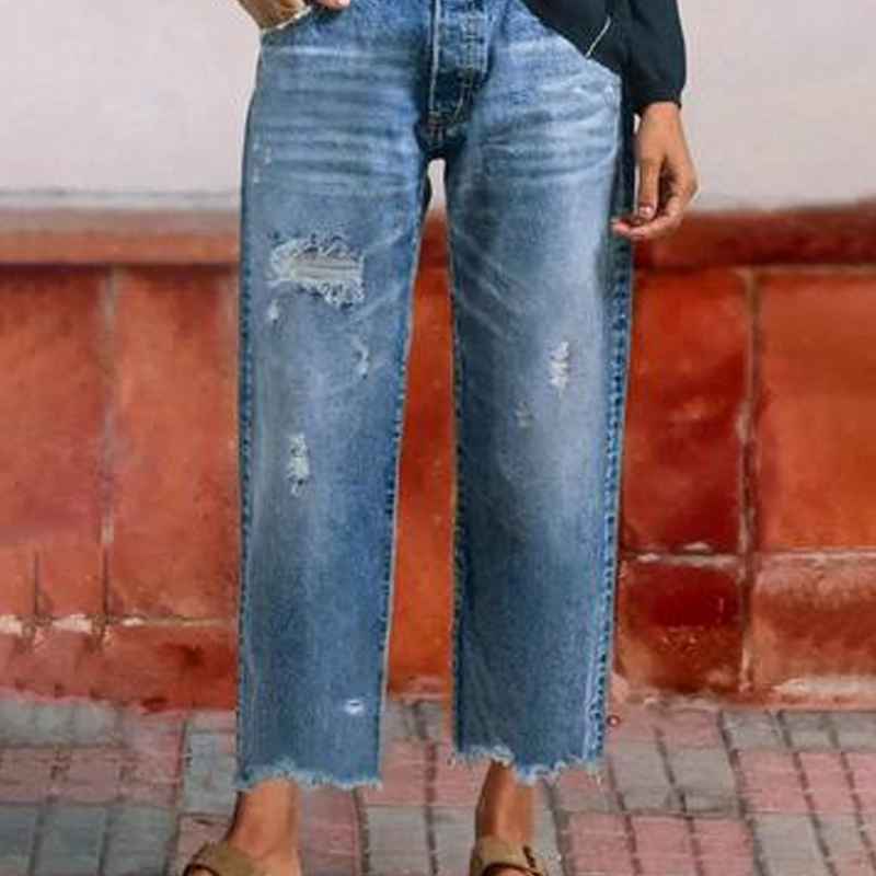 Lola · Vaqueros rectos cortos retro para mujer